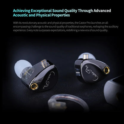 Black and gold castor pro wired in-ear monitors with transparent ear tips feature tunable hifi sound and bass headsets customized quality