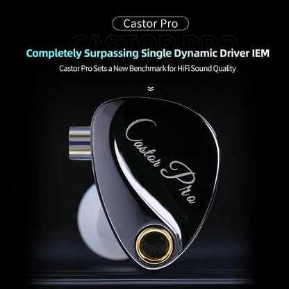Black castor pro wired earphone with glossy finish, silver engraving, gold-plated connector for tunable hifi sound bass headsets customized