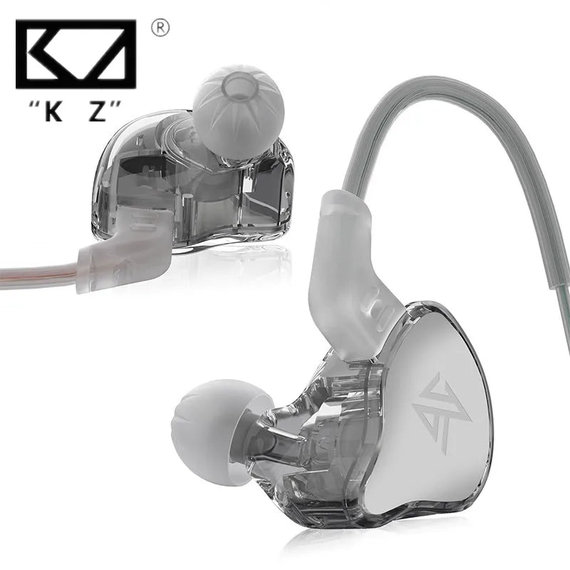 Clear transparent kz edcx wired earphone monitor with white silicone tips sport noise reduction outdoor earbuds dynamic design