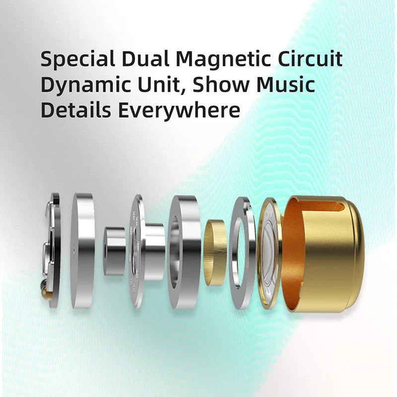 Silver and gold-colored dual magnetic circuit components of kZ EDX PRO dynamic earphones hifi for sport noise cancelling use