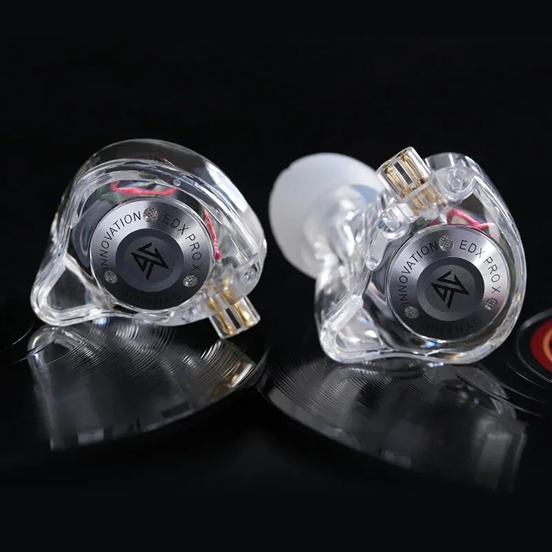 Clear transparent kz edx pro x earphone hifi bass earbud sport with gold-plated connectors and sport music cancelling design