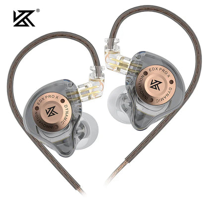 Clear transparent pro x iem earphones with rose gold accents dynamic drive hifi music noise cancelling headset