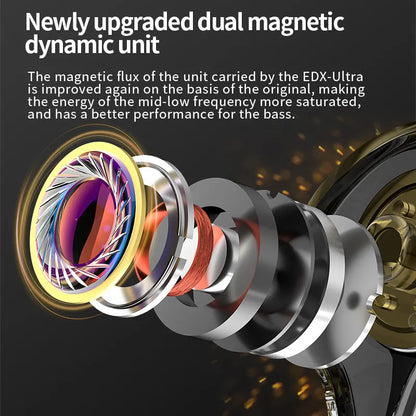 Edx ultra hifi wired in-ear monitor earphone driver with metallic finish and vibrant components for game noise cancelling sport use