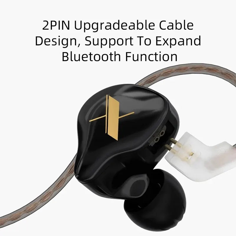 Black kz edx wired earphones with microphone dynamic hifi bass music earbuds and braided cable in ear monitor headphones noise
