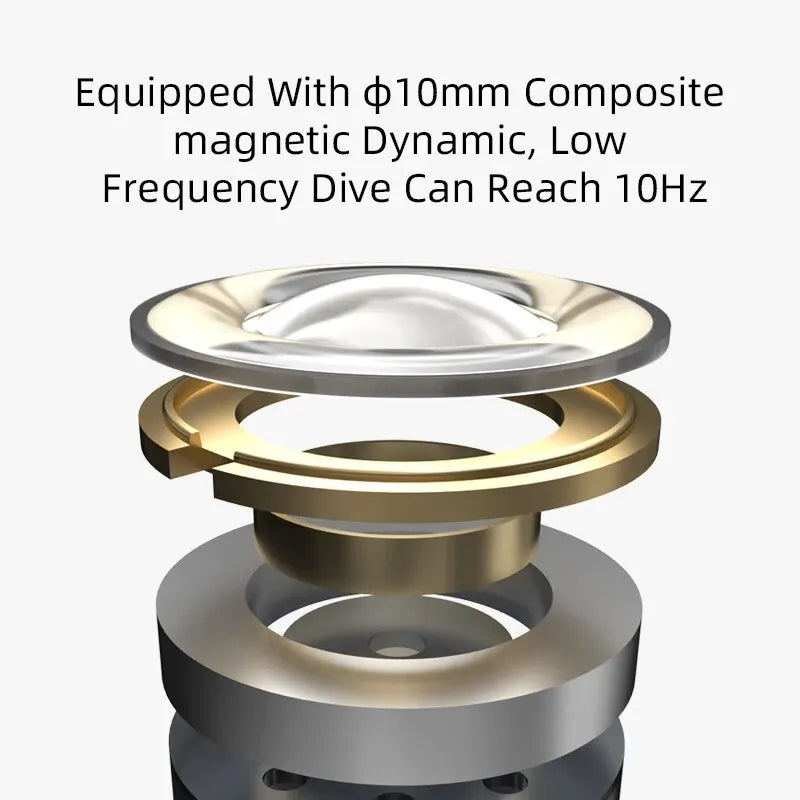Silver and gold-toned composite magnetic dynamic speaker driver of kz edx wired microphone dynamic hifi earbuds