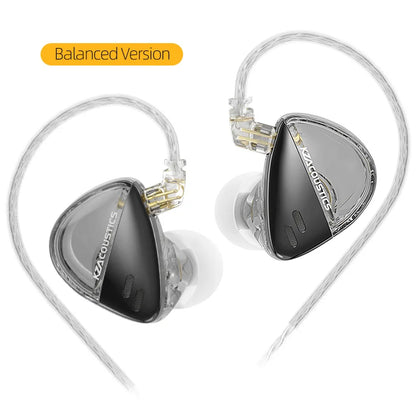 KZ Libra high resolution balanced version in-ear monitors with sleek black and transparent design for wide frequency IEM use