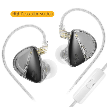 Clear and black KZ Libra high resolution wired earphones with transparent cables for wide frequency IEM audio use