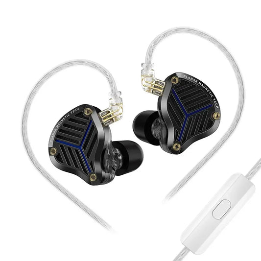 Black kz prx fourth-generation planar diaphragm earphone with blue accents gold screws hifi bass earbuds monitor headset