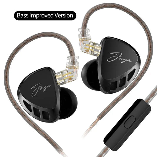 Black jaga tuning music headphones with transparent housing gold drivers braided cable and gaming headset 2pins inline control