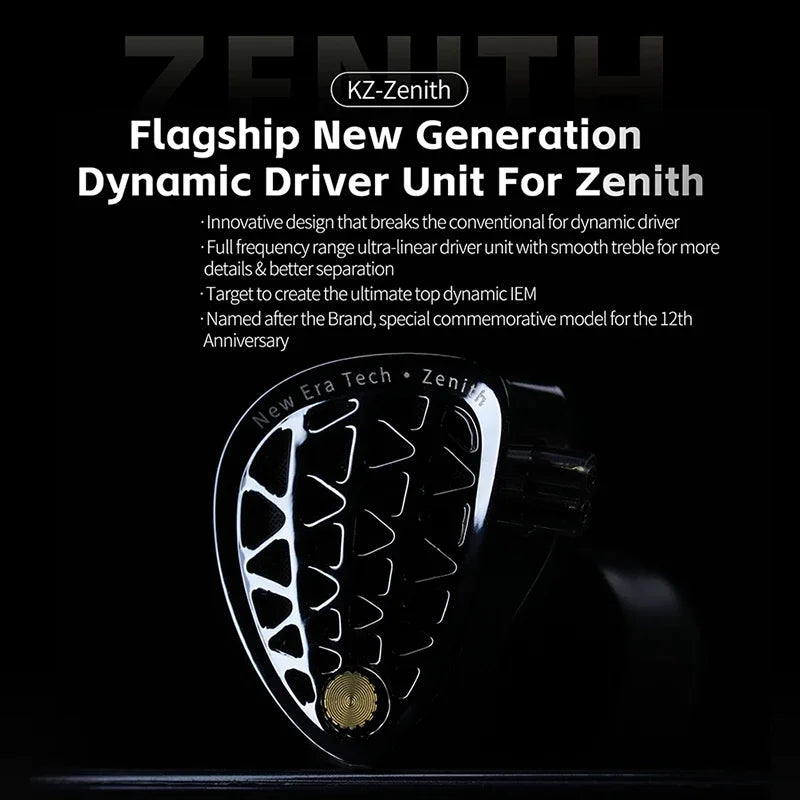 Black and gold kz zenith earphones dynamic driver unit with sleek geometric design for adjustable tuning iem earbuds dj monitoring