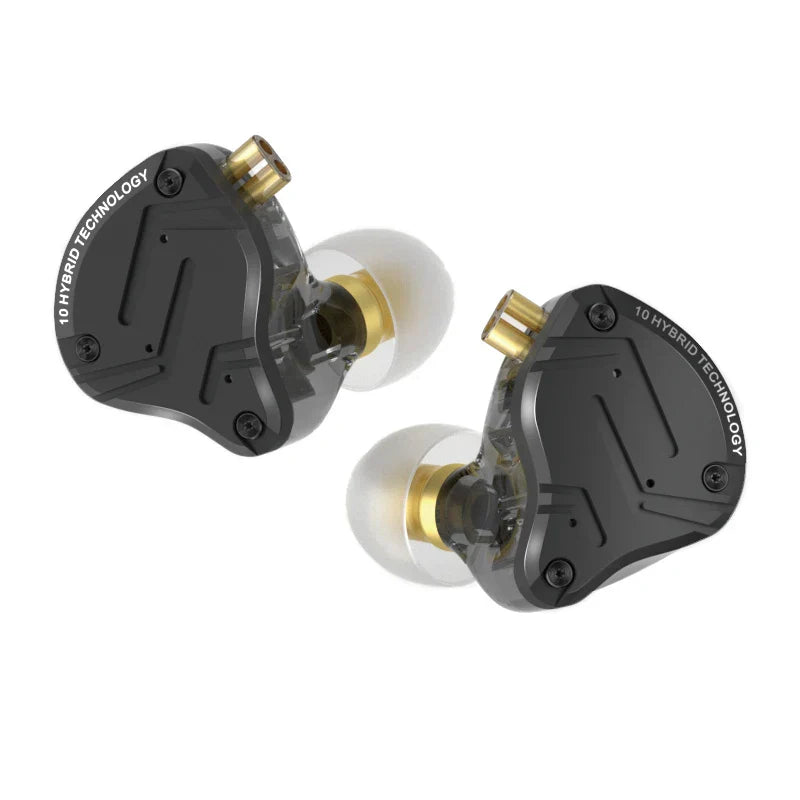 Black and gold metallic zs10 pro in ear wired earphones with 10 hybrid technology headphones hifi bass monitor earbuds sport