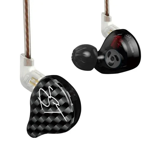 Black carbon fiber-patterned kz zst wired earphone detachable with monitor noise cancelling for hifi music sport use