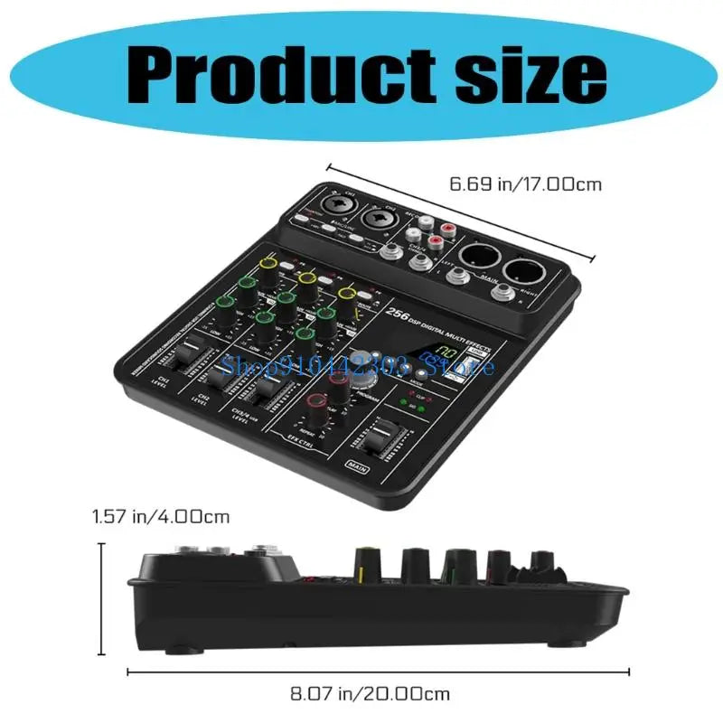 Black l4md advanced 4channel digital audio mixer with knobs sliders and consoles usb playbacks for concerts use