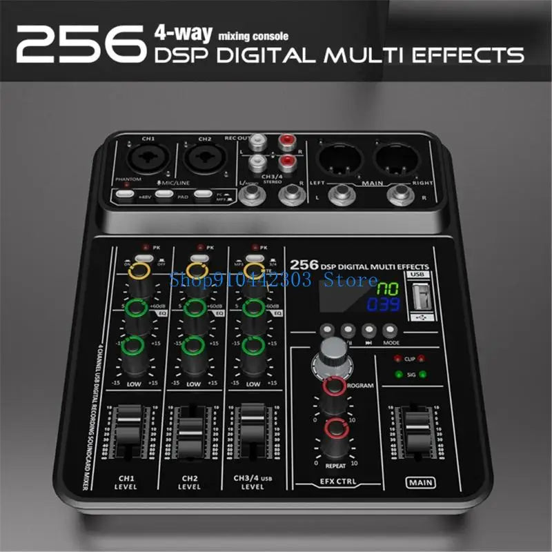 Black l4md advanced 4channel mixer audios consoles with 256 dsp channels green red knobs usb playbacks for concerts