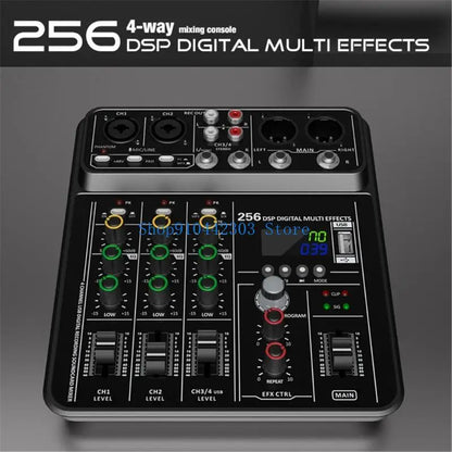 Black l4md advanced 4channel mixer audios consoles with 256 dsp channels green red knobs usb playbacks for concerts