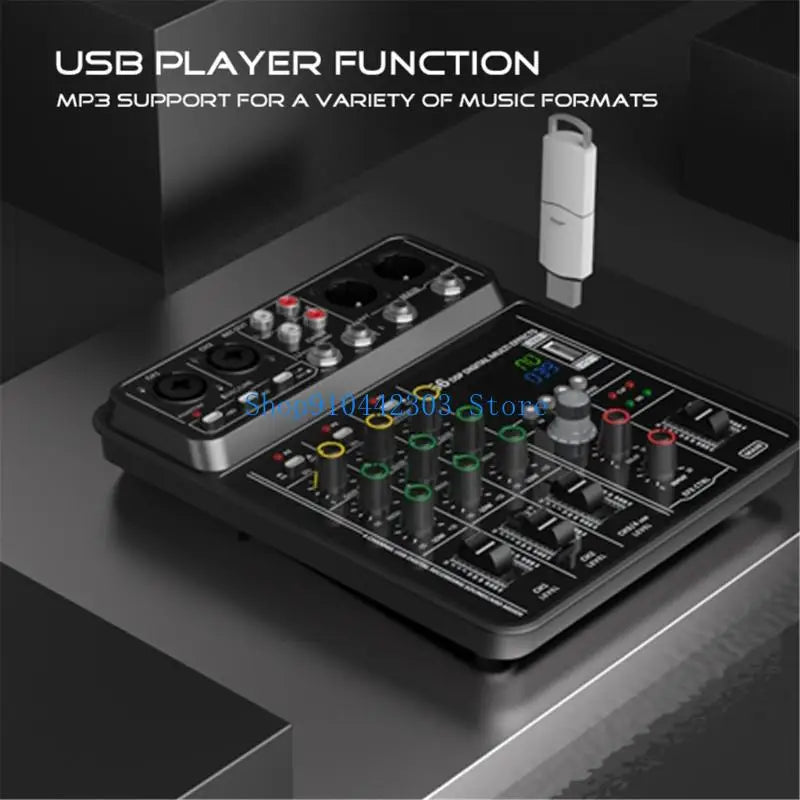 Black l4md advanced 4channel mixer audios consoles with colorful knobs and consoles usb playbacks for concerts