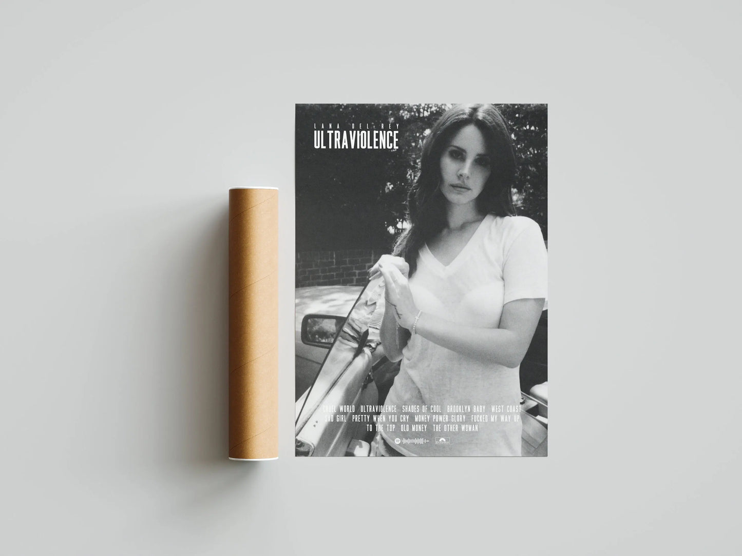 Black-and-white canvas painting of lana del rey ultraviolence album cover for home wall decor living room