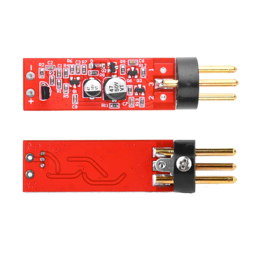 Red diaphragm condenser microphone recording amplifier module 48v power circuit board with gold pins and black connectors
