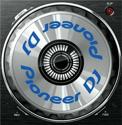 Silver metallic large turntable platter with blue branding and control buttons featuring protective film cdj at beat music store