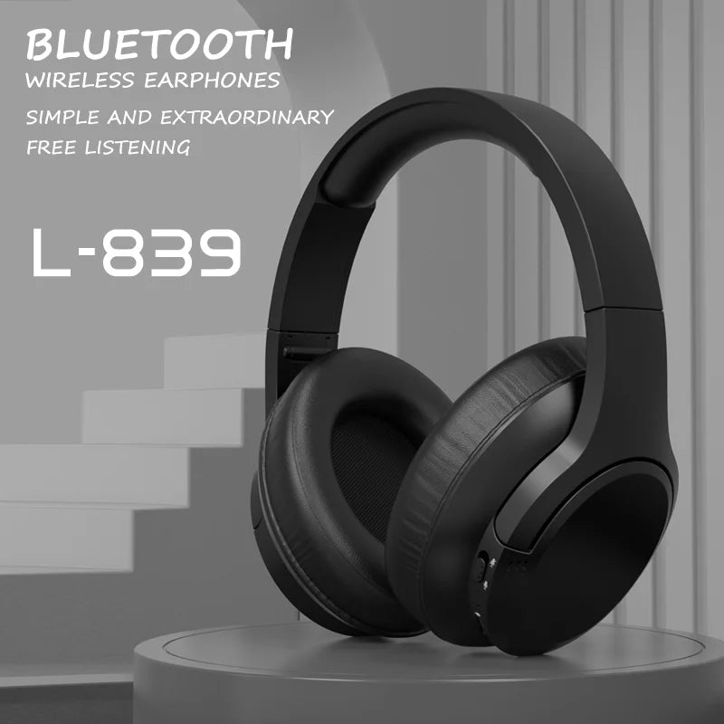 Black ldon l839 foldable gaming headset with padded earcups and mic music earbuds for sport headphone use