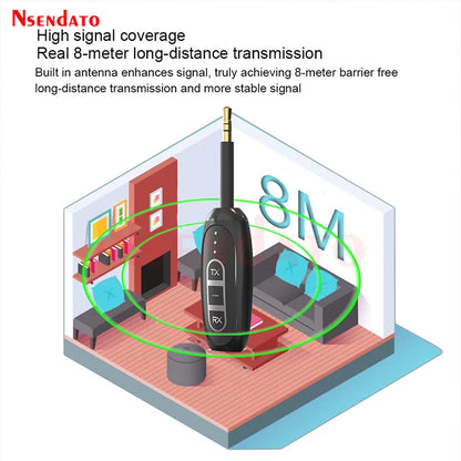 Black wireless music transmitter with built-in antenna and tx rx buttons auracast adapter receiver adapter for broadcast use