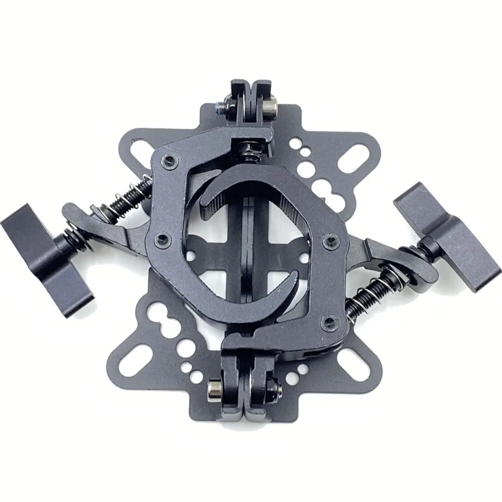 Black metal aluminum moving head light clamp fast lock with adjustable arms and spring-loaded dual hooks for led beam moving