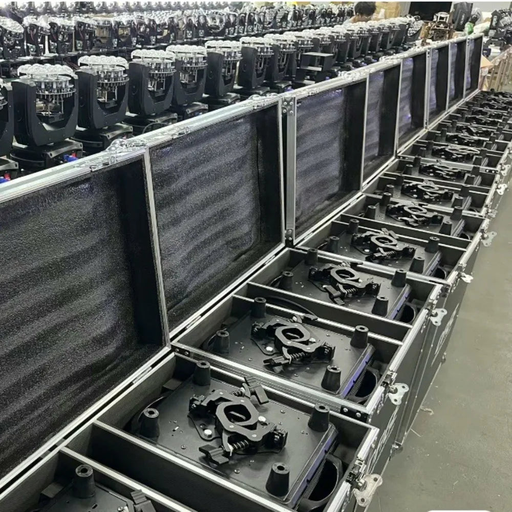 Black professional led beam moving head lights with clamp fast lock folding aluminum truss mounting cases