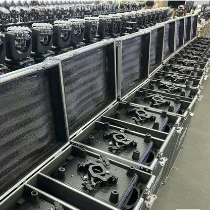 Black professional led beam moving head lights with clamp fast lock folding aluminum truss mounting cases