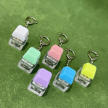 Pastel-colored keyboard key chain toy with clear acrylic bases and metal rings for chain toy stress relief diy button use