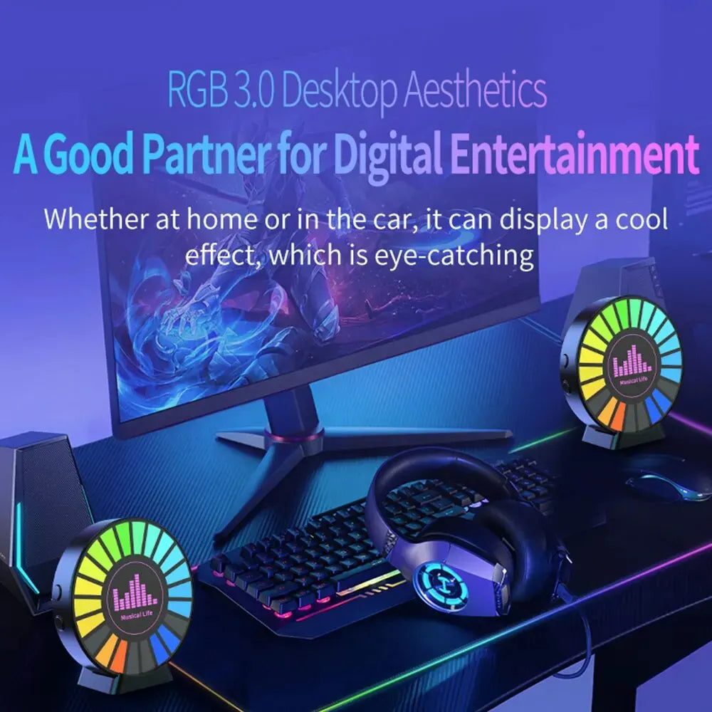 Rgb 3.0 desktop monitor with sleek black frame and vibrant display featuring music sound control pickup light rhythm car ambient light