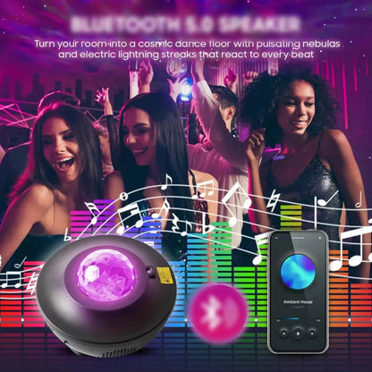 Purple led starry sky projector with faceted crystal dome black base usb music player night light remote for parties