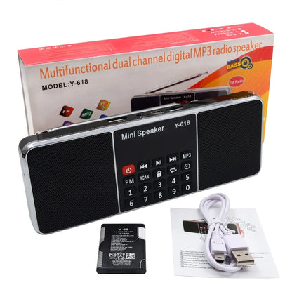 Black and silver lefon digital fm radio speaker with numeric keypad support tf card usb drive and led display