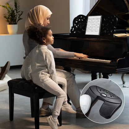 Black lekato bluetooth page turner pedal usb rechargeable with control buttons and central dial for silent foot use