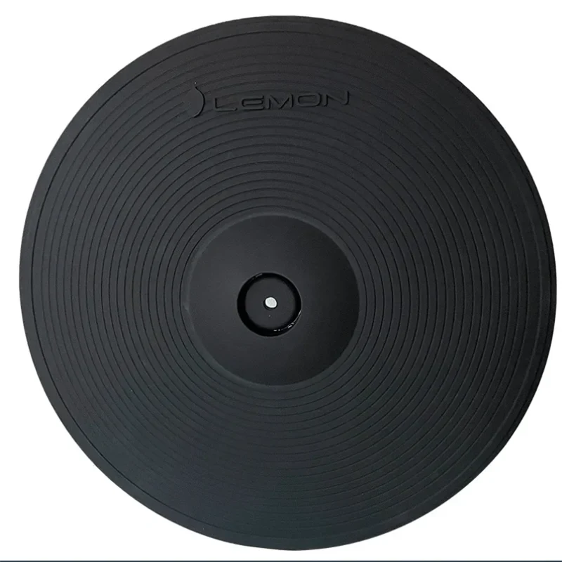 Black lemon drum cymbal with concentric grooves and embossed logo for electronic drum kits 15 inch 2zone crash model