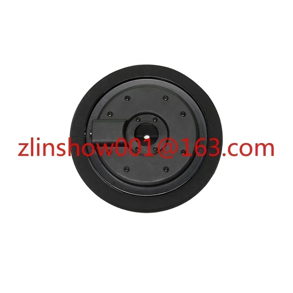 Black circular industrial pulley with central hub and bolts for lemon drum cymbal 9 inch dual zone splash use