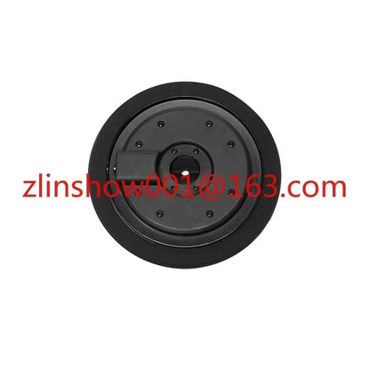 Black circular industrial pulley with central hub and bolts for lemon drum cymbal 9 inch dual zone splash use