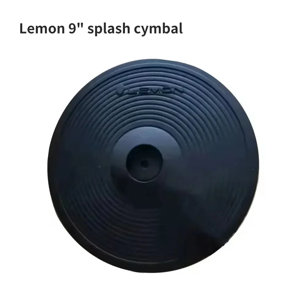Black 9 inch lemon dual zone electronic drum cymbal splash with concentric ridges and full covered choke design