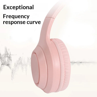 Lenovo pastel pink over-ear wireless headphones 9d surround with noise cancelling sports gaming design and padded earcups