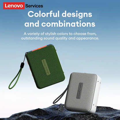 Green and silver textured lenovo hd108 wireless speaker with wrist strap features 360° surround sound and wireless tf card playback music player