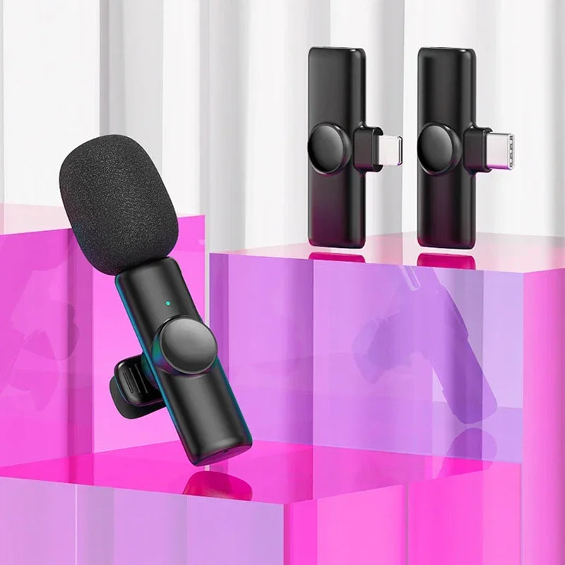 Lenovo k11 professional wireless lavalier microphone recording interview black mic with textured foam windscreen and usb-c port