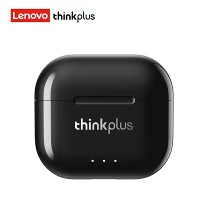 Black lenovo thinkplus wireless earbud charging case with glossy finish for earphones tws hifi and sports music earbuds