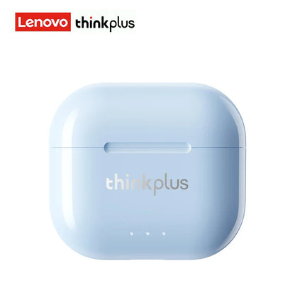 Light blue matte finish lenovo thinkplus wireless earphone tws hifi charging case for stereo headset gaming and sports music earbuds