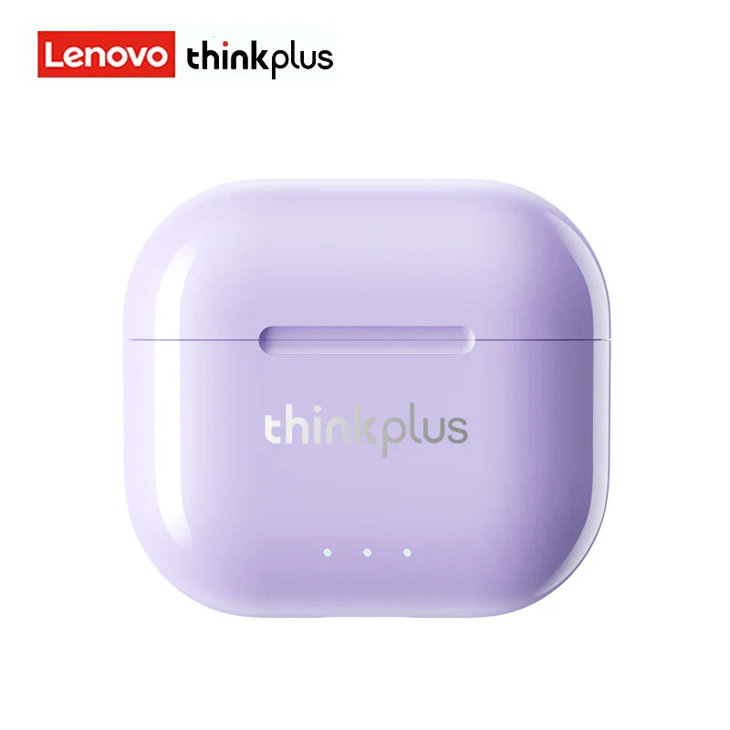 Lavender lenovo thinkplus wireless earphones tws hifi charging case with glossy finish for sports music earbuds use