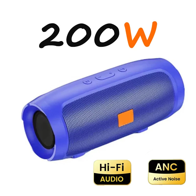 Blue Lenovo portable subwoofer bluetooth speaker with orange accent mesh grille speakers stereo waterproof surround loudspeaker wireless