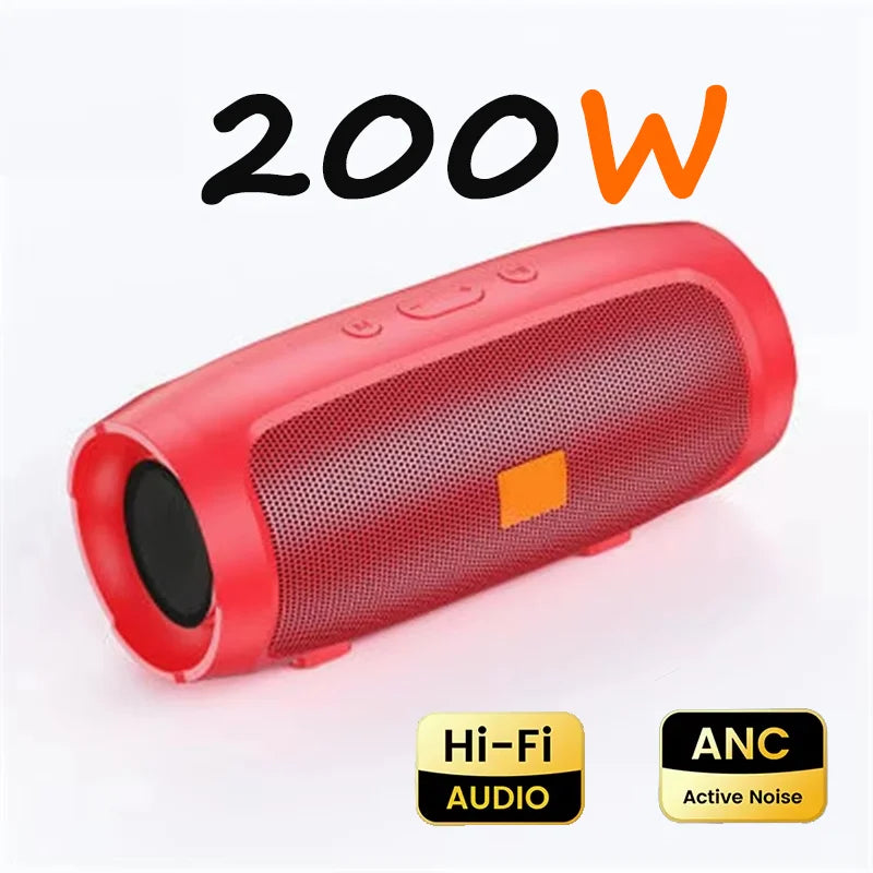 Red Lenovo portable subwoofer with mesh grille and orange accent panel speakers stereo waterproof surround loudspeaker wireless