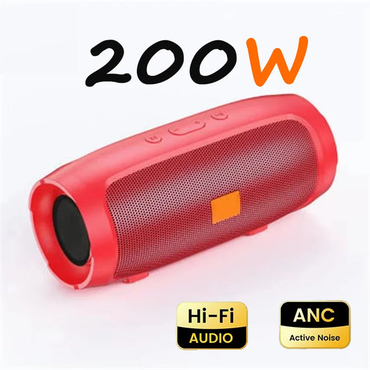 Red Lenovo portable subwoofer with mesh grille and orange accent panel speakers stereo waterproof surround loudspeaker wireless