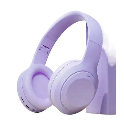 Lavender lenovo surround sound wireless over ear headphones with noise reduction sports features and soft-touch finish