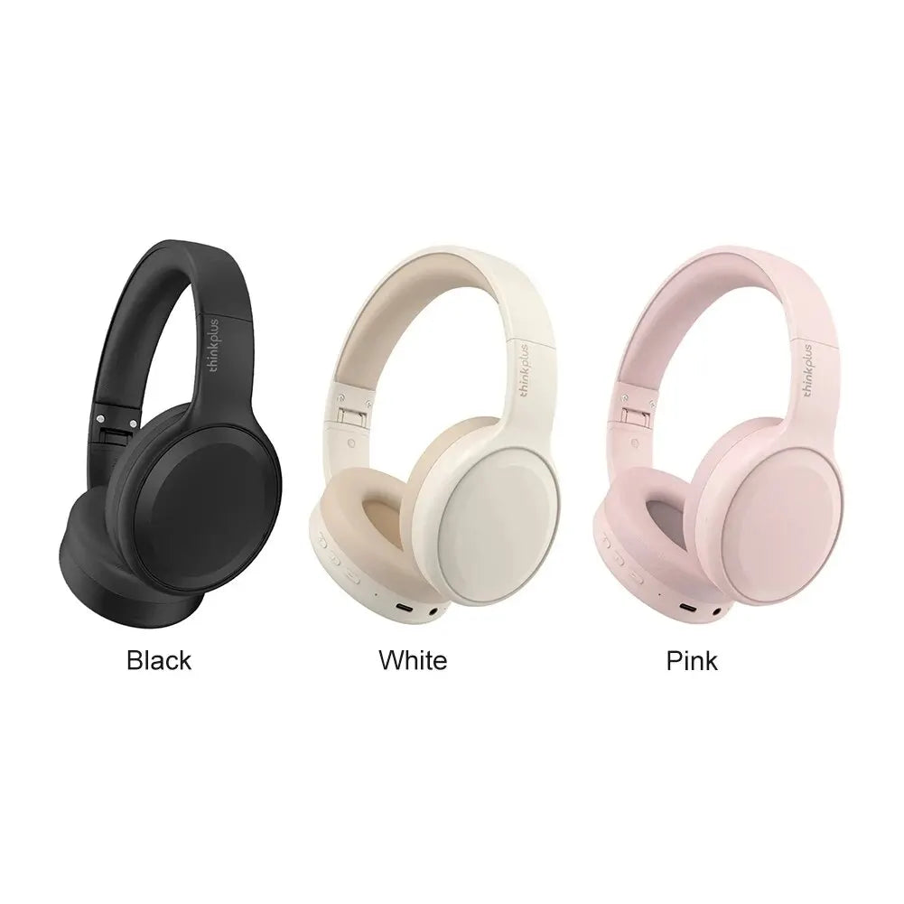 Black white and pink thinkplus lenovo th30 wireless foldable gaming headset sport headphones with mic music earbuds