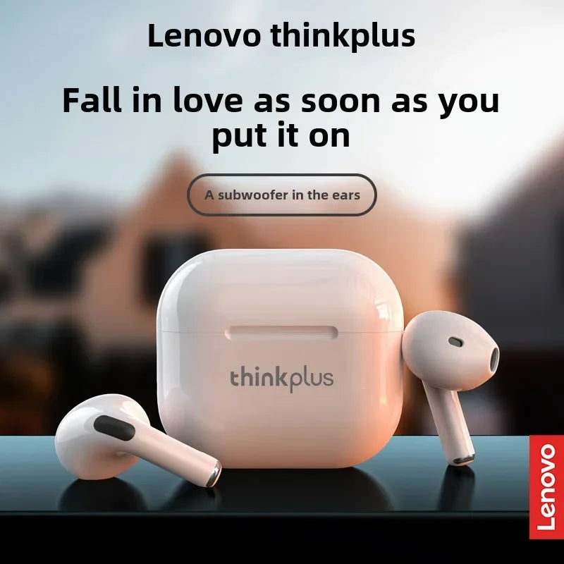 Lenovo thinkplus lp40 wireless earbuds in a white charging case designed for phone music gaming with lp40 bluetooth earphones