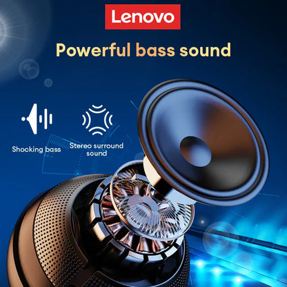 Black and silver lenovo ts5 portable subwoofer surround outdoor loudspeaker with perforated grille for home theater player